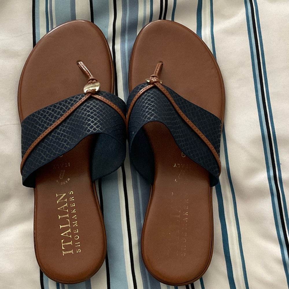 Italian Shoemakers Dark Blue and Brown Sandals